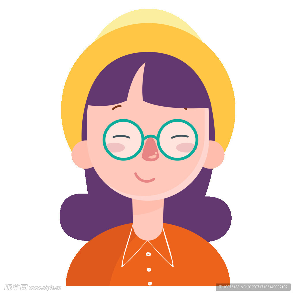 戴眼镜微笑的可爱女孩