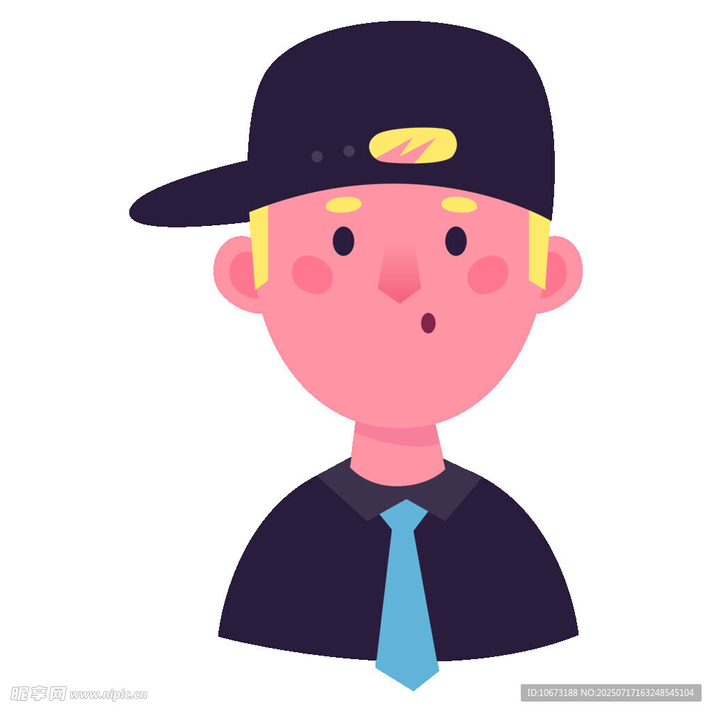 戴帽打领带的卡通男子