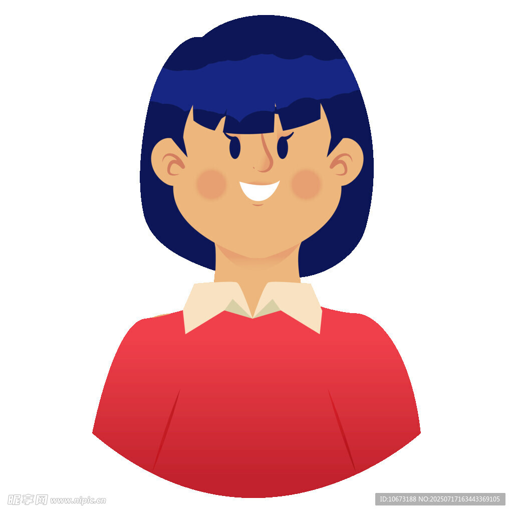 红衣短发微笑女性形象