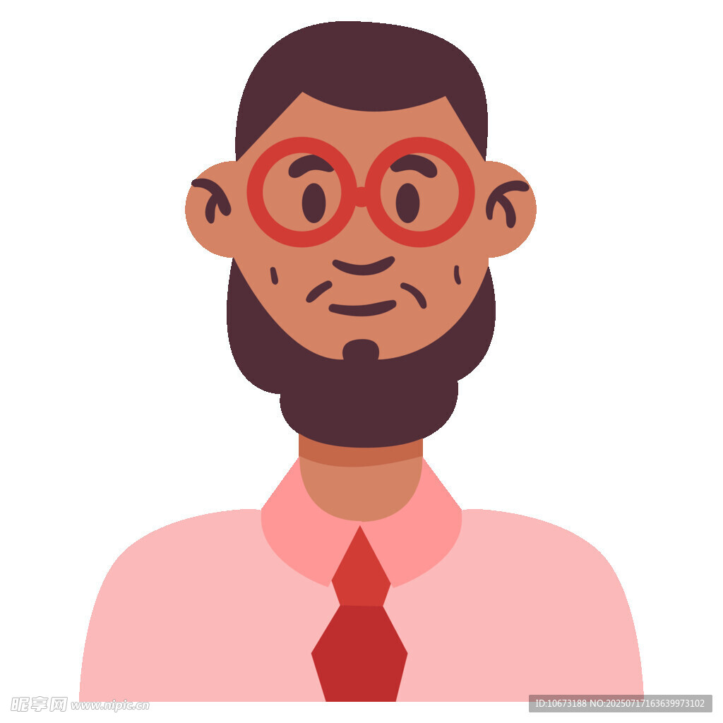戴红眼镜的男士形象