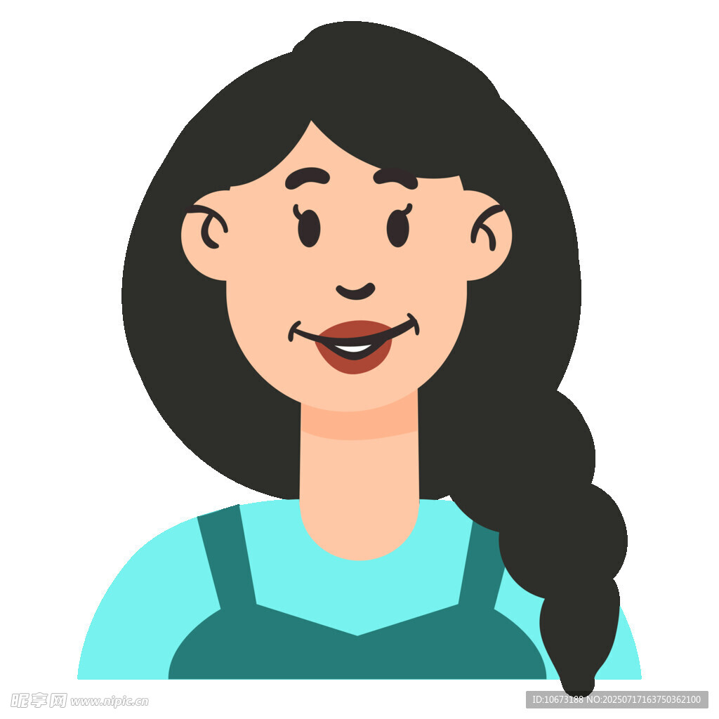 扎辫子女工人形象