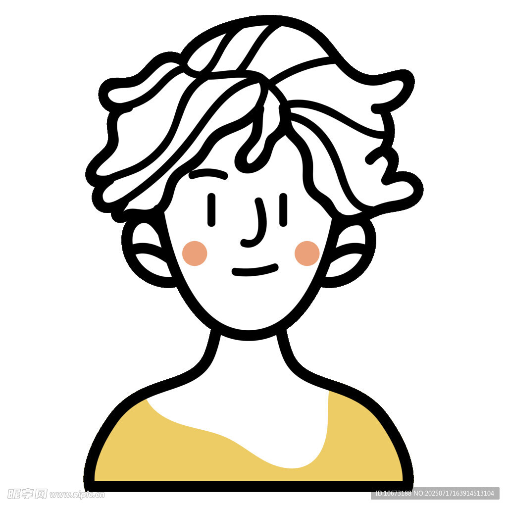 短发女士头像插画