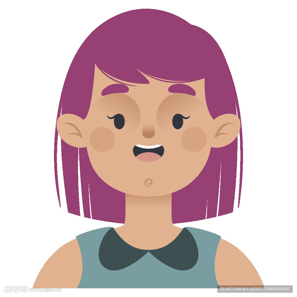 紫色短发女孩卡通形象