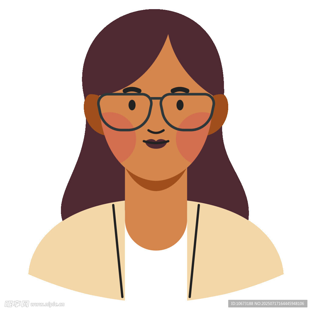 戴眼镜的微笑女性形象