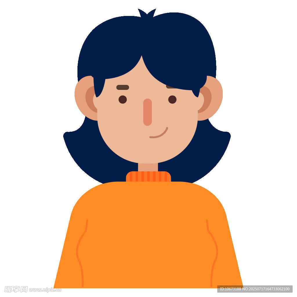 微笑的橙色上衣短发女孩