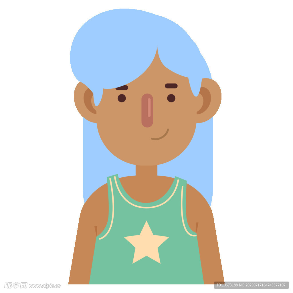 蓝发穿星衣的可爱女孩