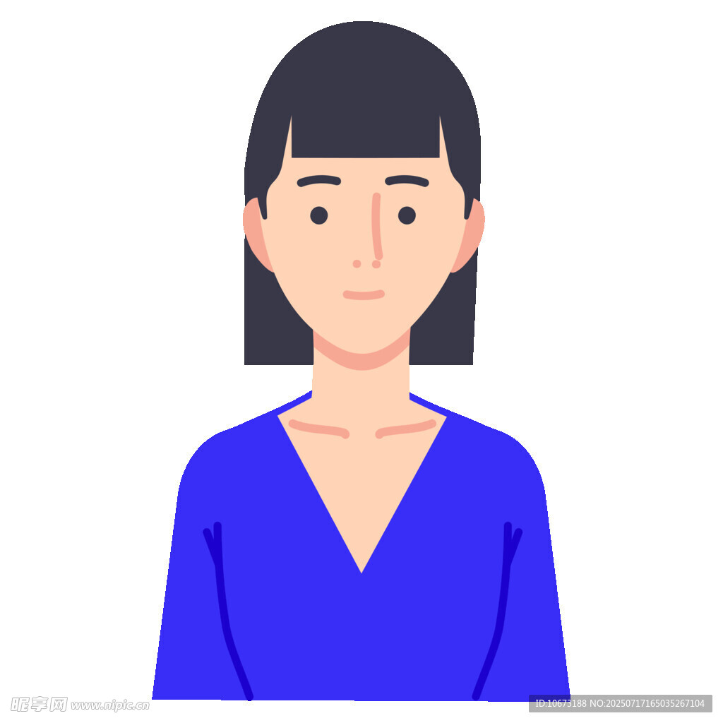 穿蓝上衣的短发女性