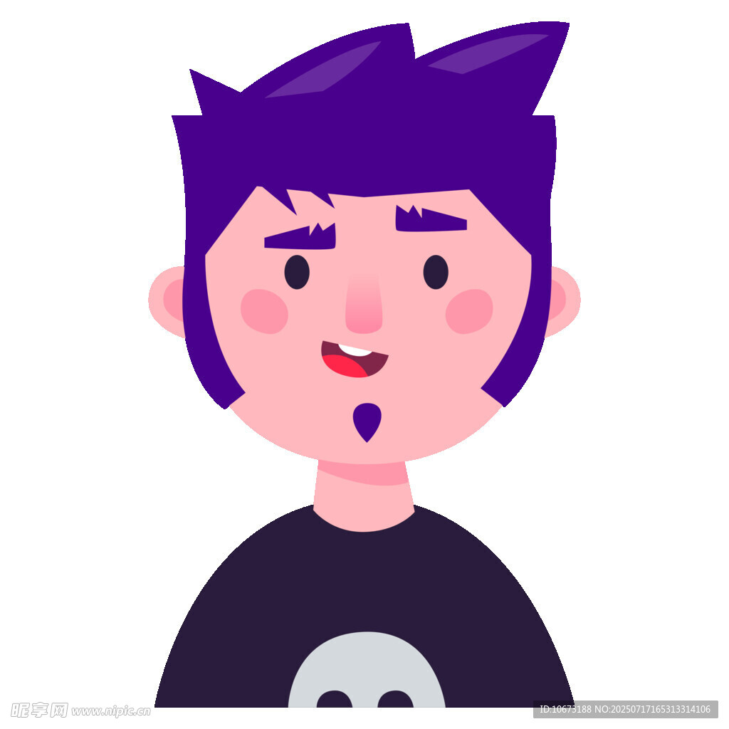 紫色头发卡通男孩形象