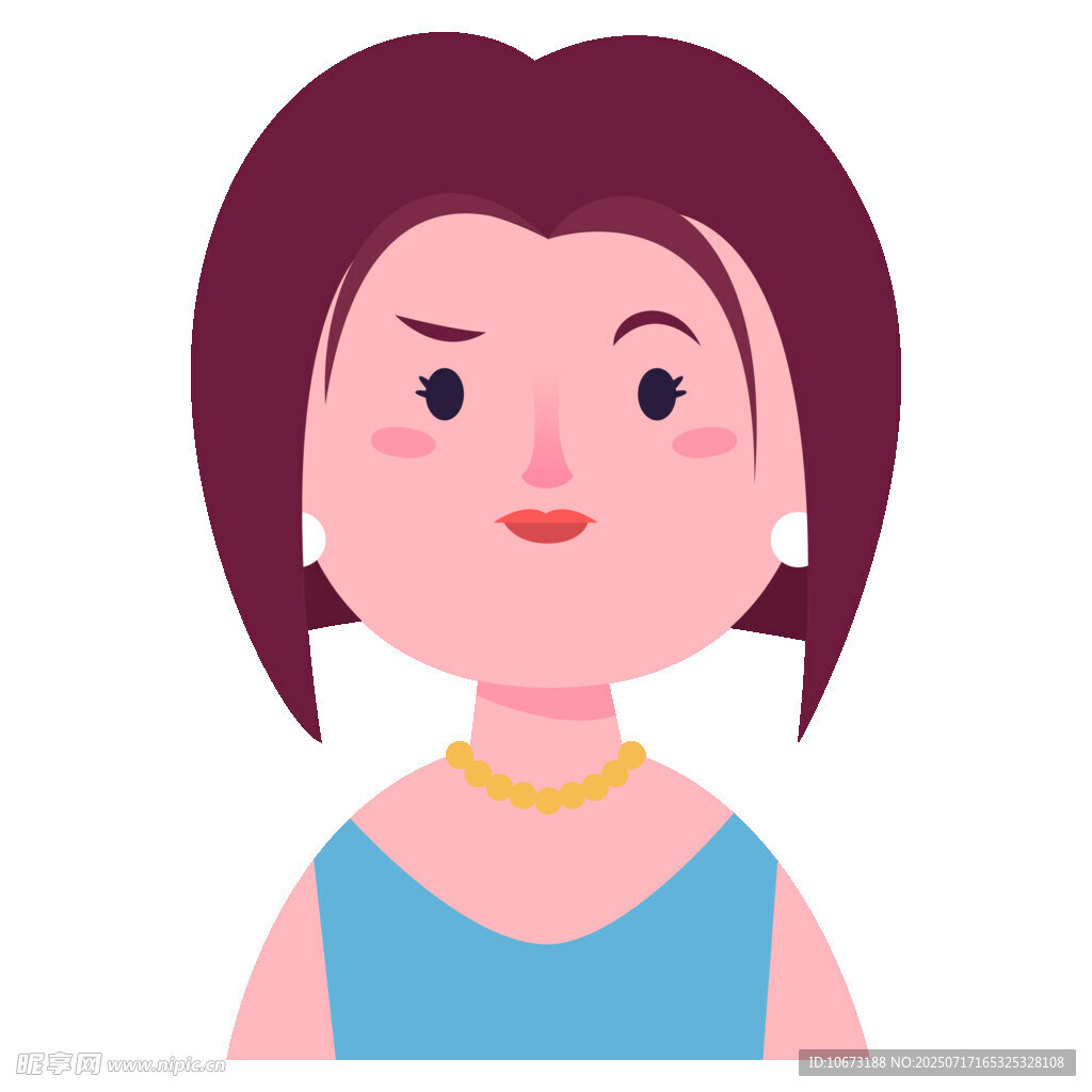 短发女士头像插画