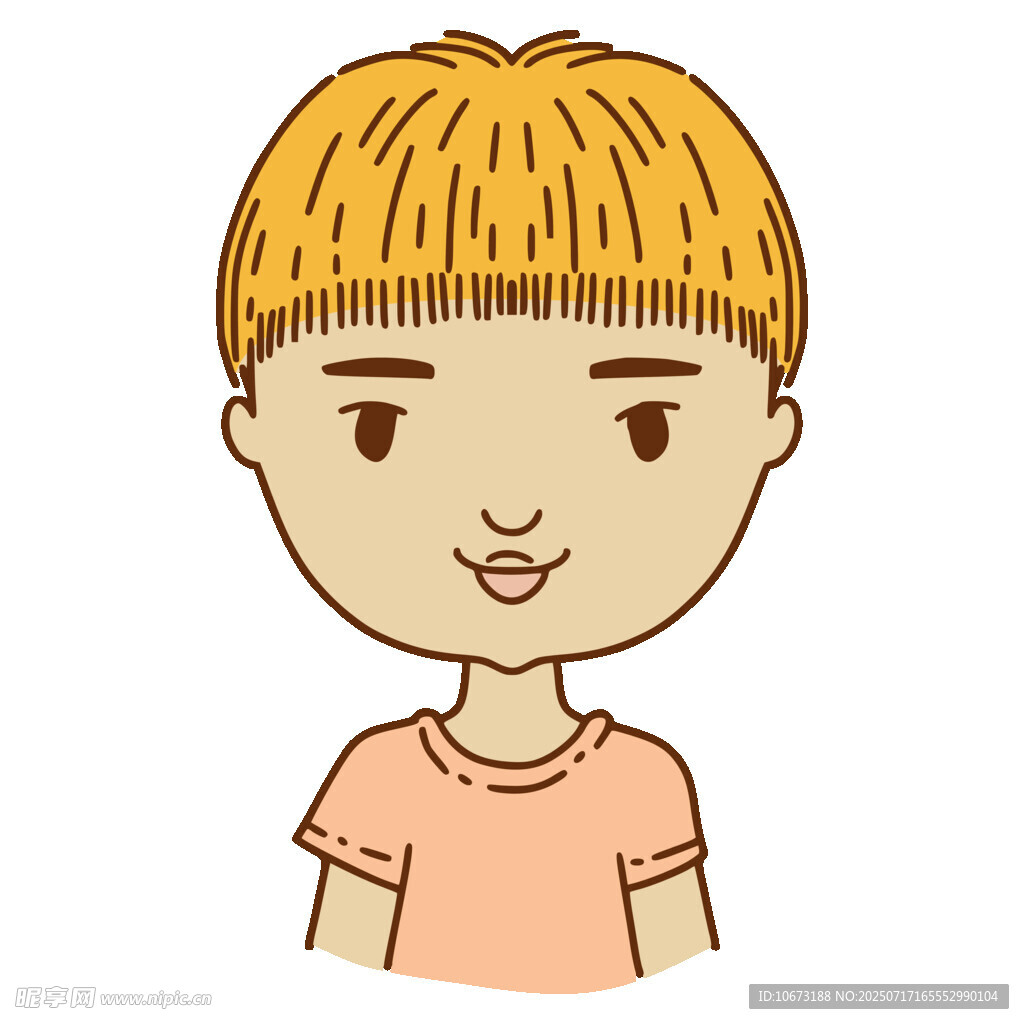 卡通短发小男孩形象