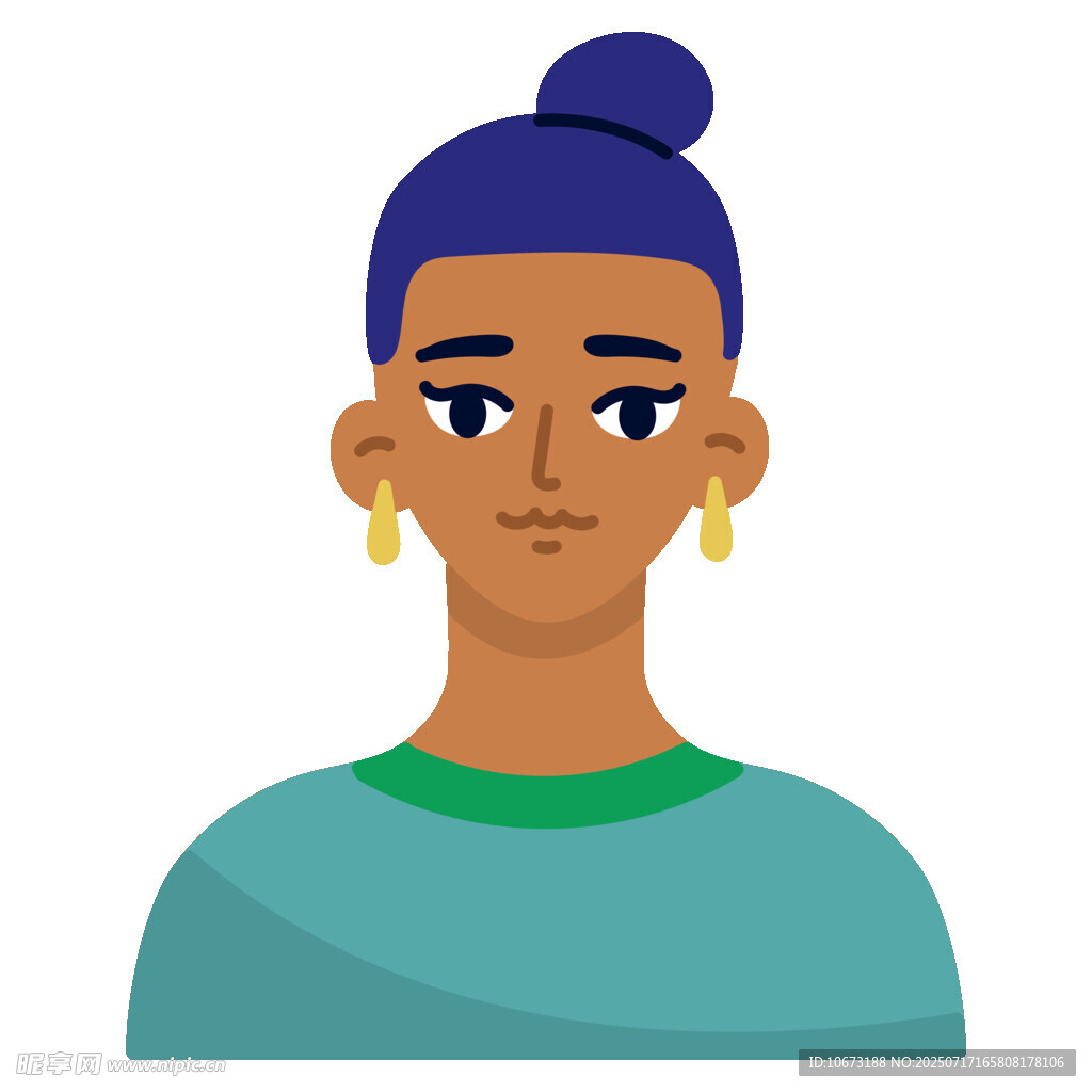 盘发女子头像