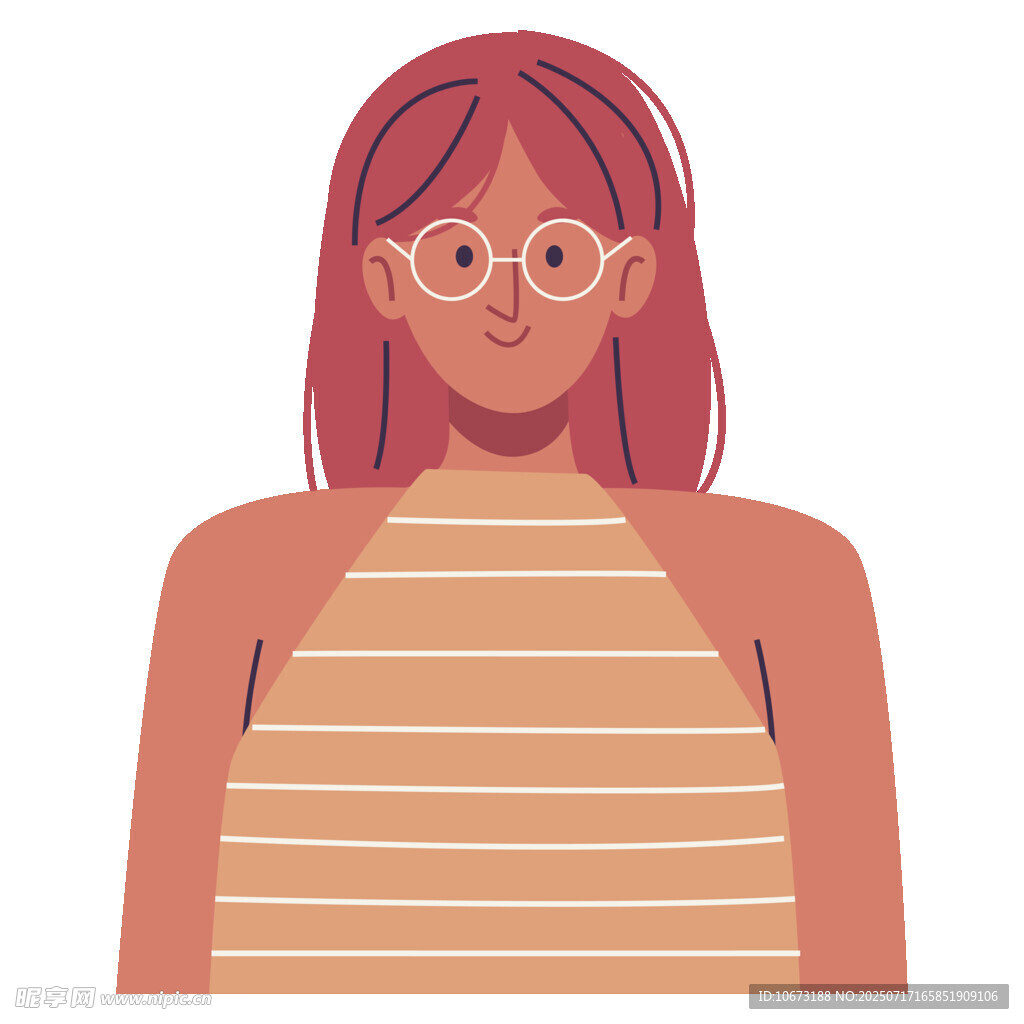 戴眼镜的条纹上衣女孩