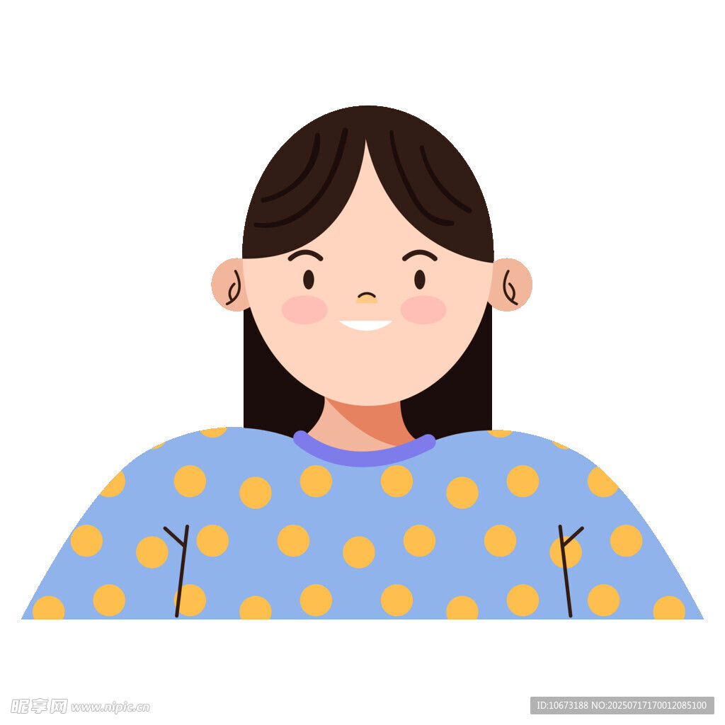 穿蓝花衣的微笑女孩