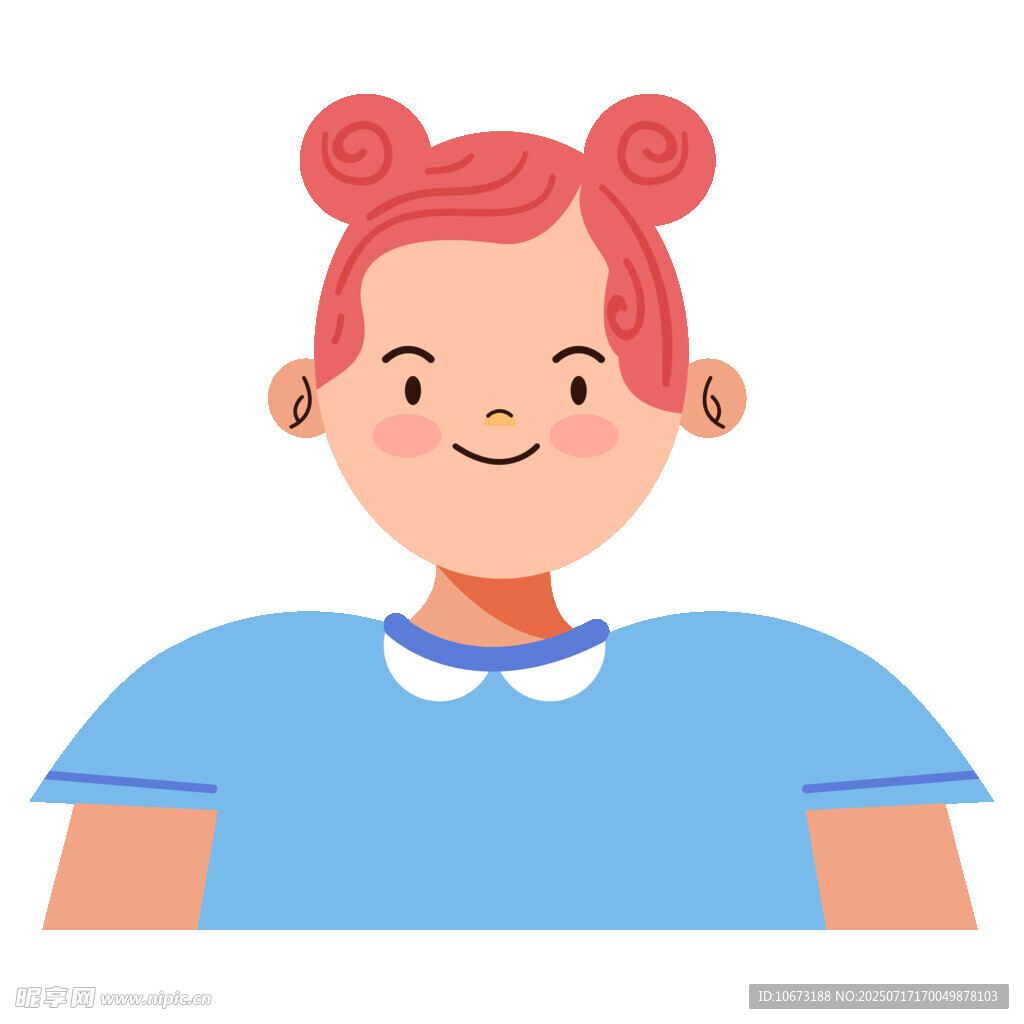 扎双马尾的可爱蓝衣女孩