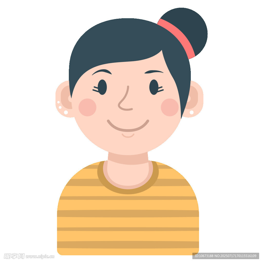 微笑条纹上衣女孩头像