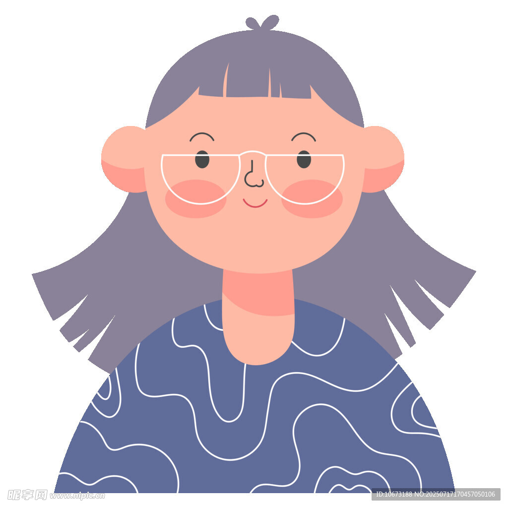 戴眼镜的可爱长发女孩