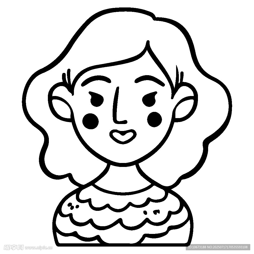 卡通风格微笑女孩头像