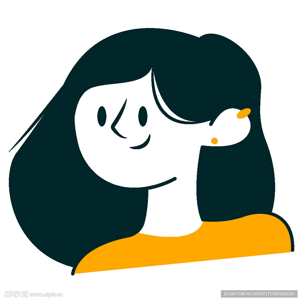 微笑女孩头像插画