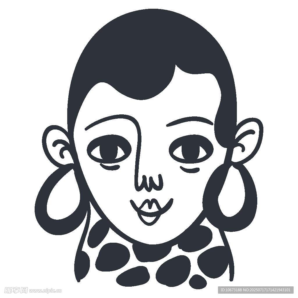 非洲风格女性头像插画