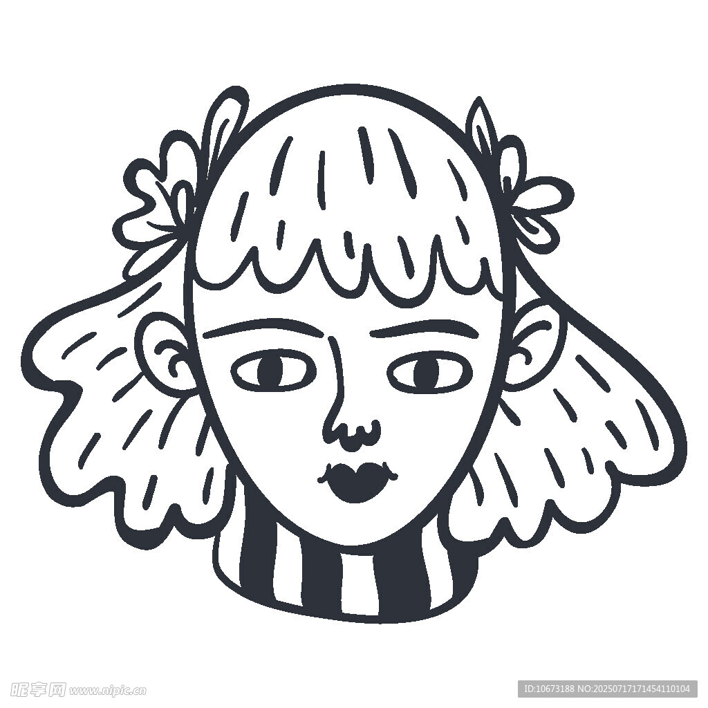 卡通风格双马尾女孩头像