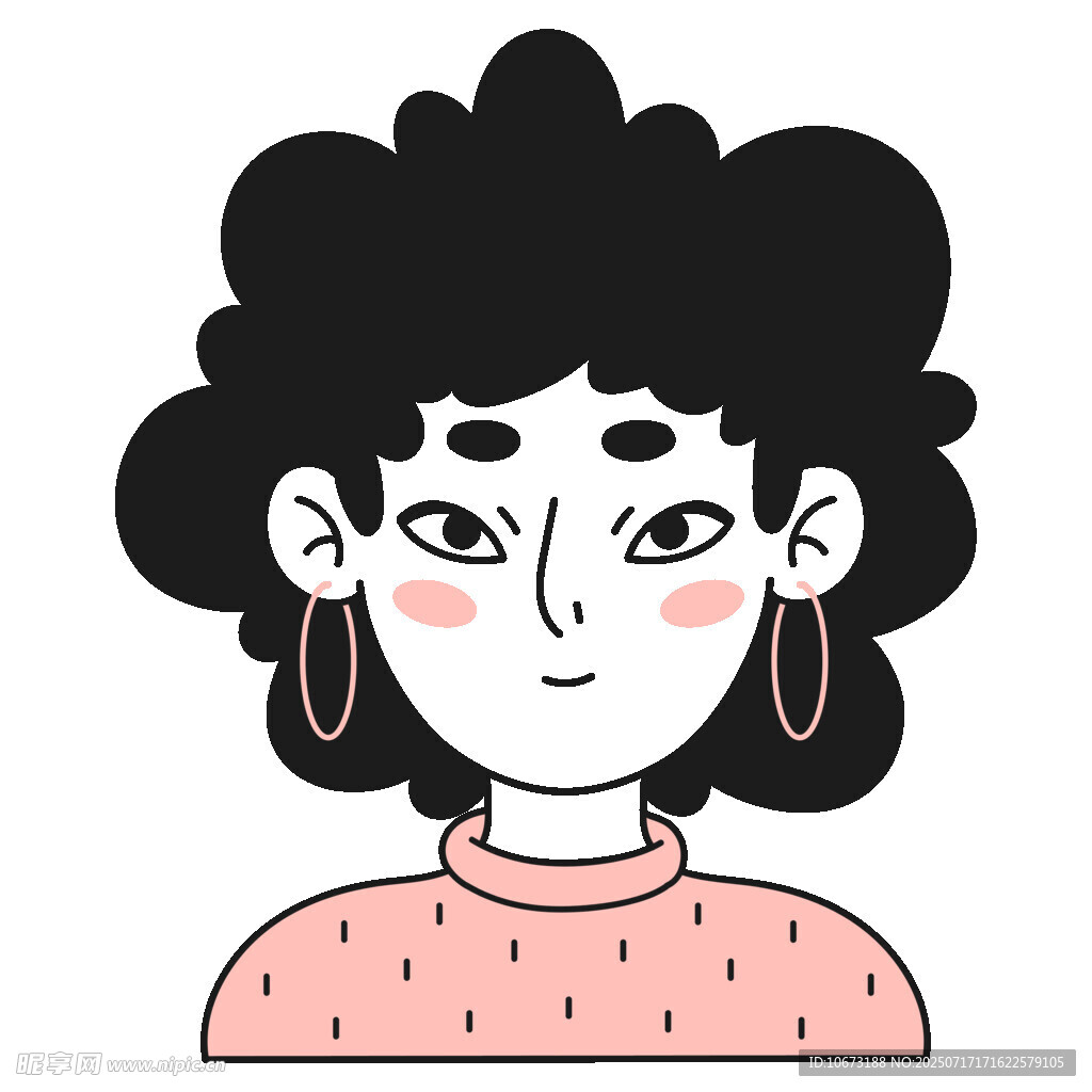 卷发女孩头像插画
