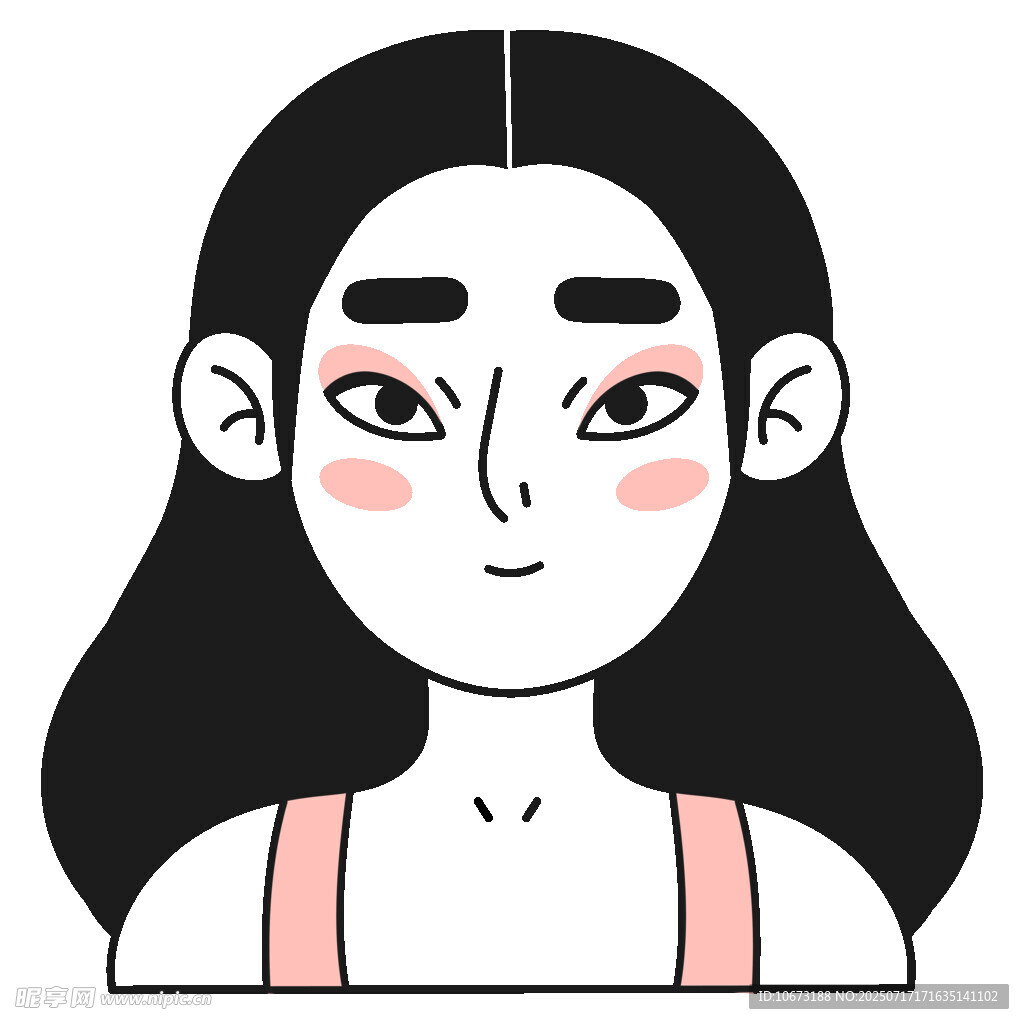 长发女孩卡通形象