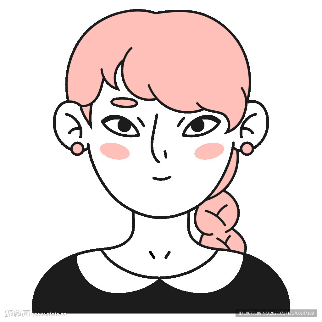 扎辫女孩头像