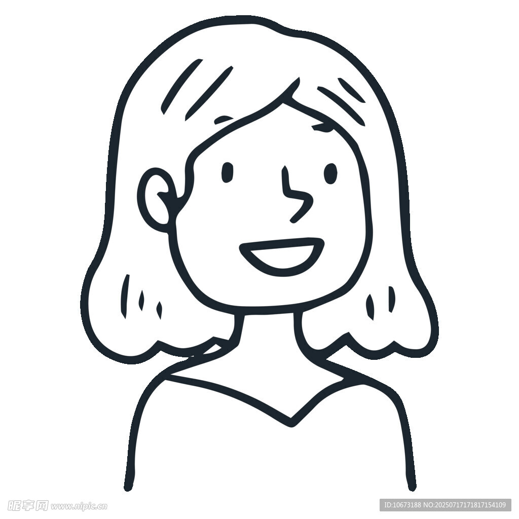 微笑女性简笔画头像
