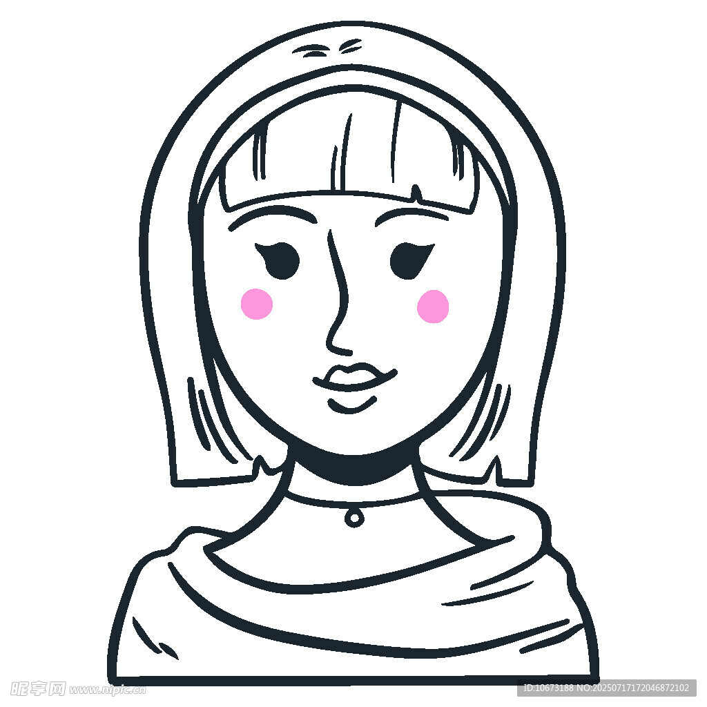 短发女孩头像插画