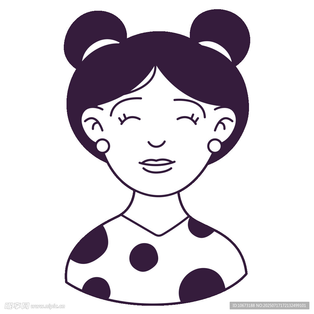 扎双丸子头的波点女孩