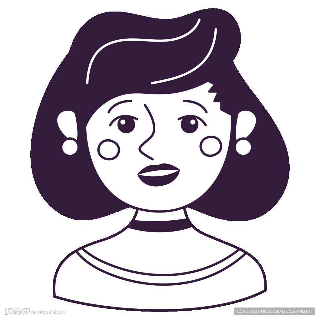 短发女性头像插画
