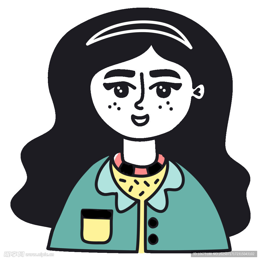 卡通风格长发女孩形象