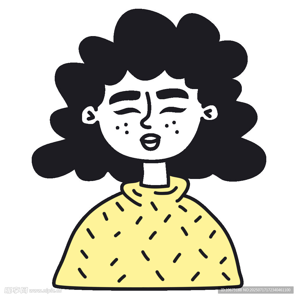 卷发女孩的俏皮表情