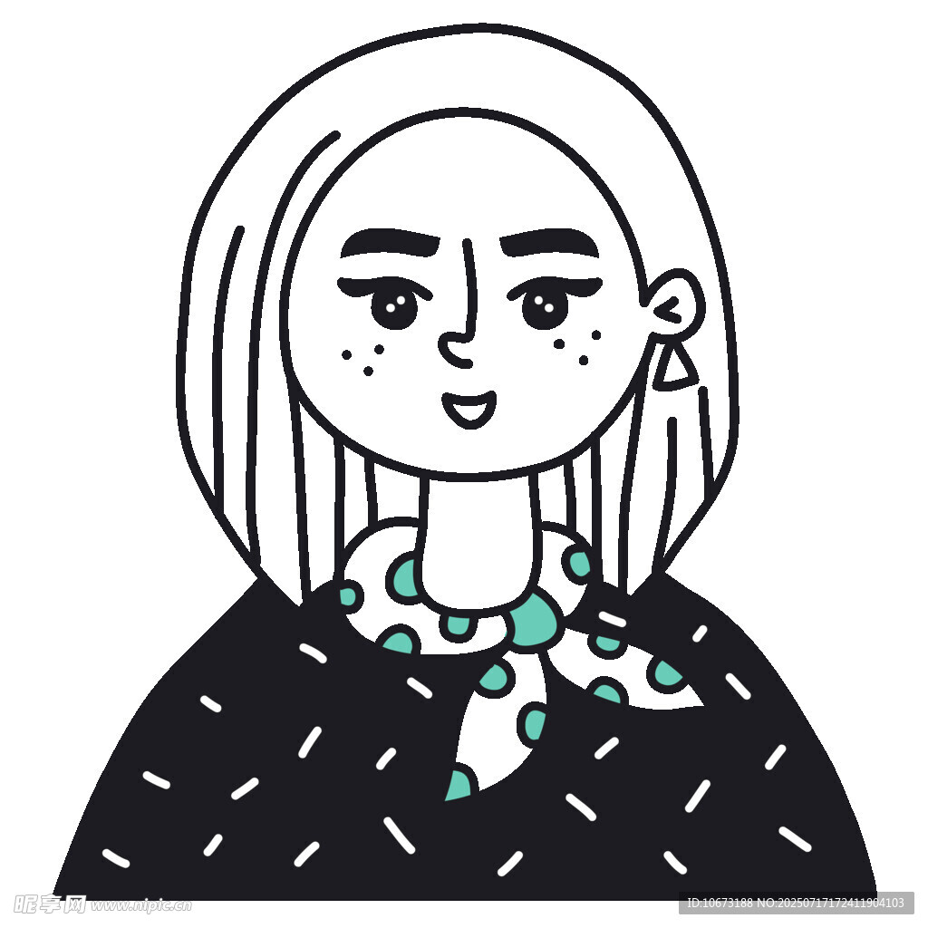 卡通风格短发女性形象
