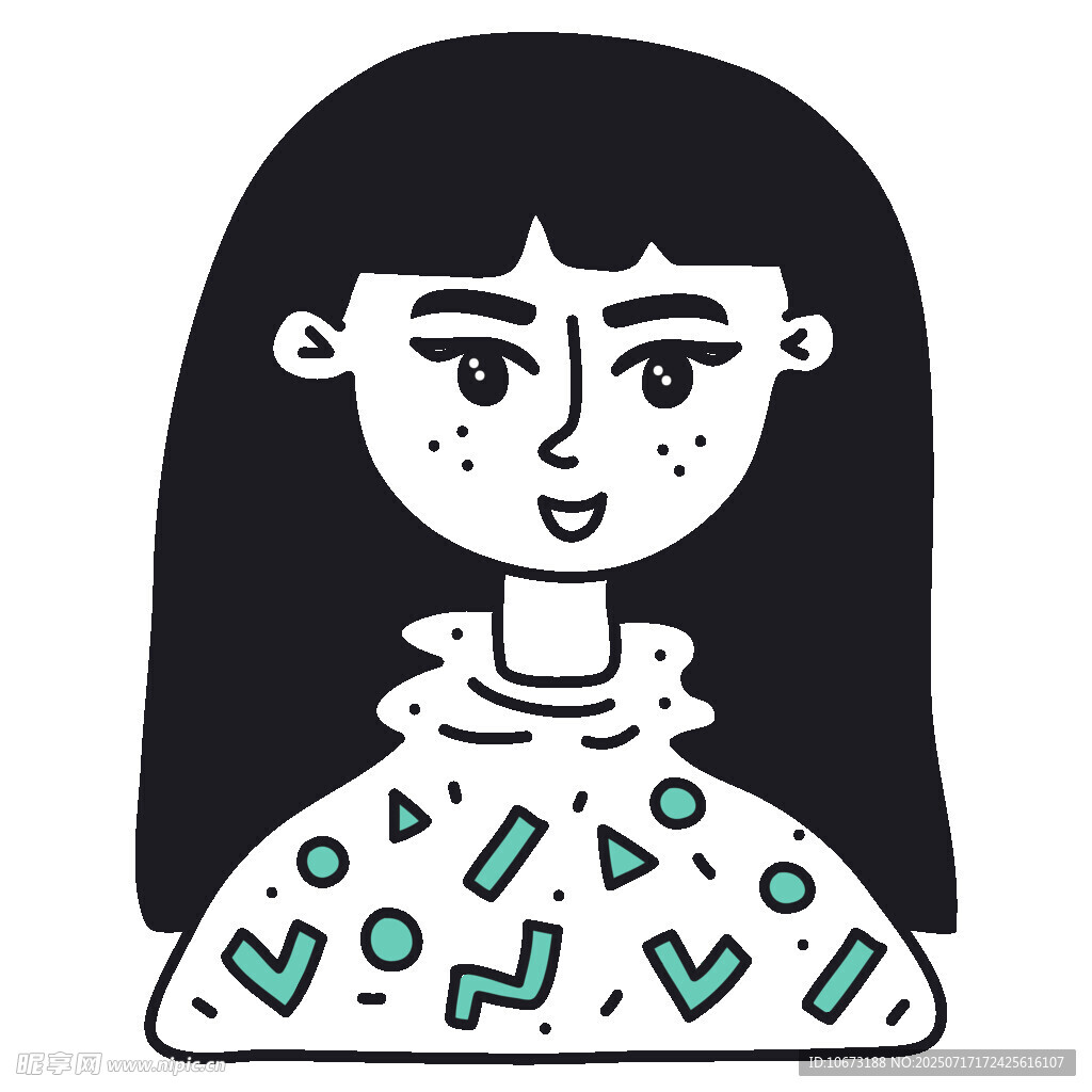 卡通风格女孩的趣味上衣