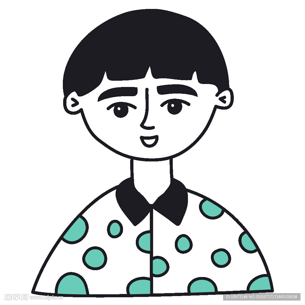 穿波点衣的卡通男孩