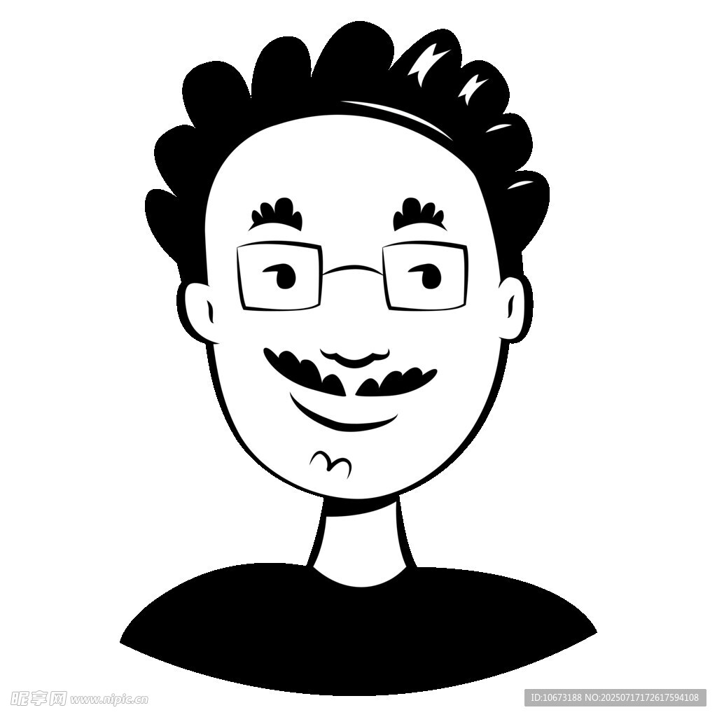 戴眼镜的卷发男子头像