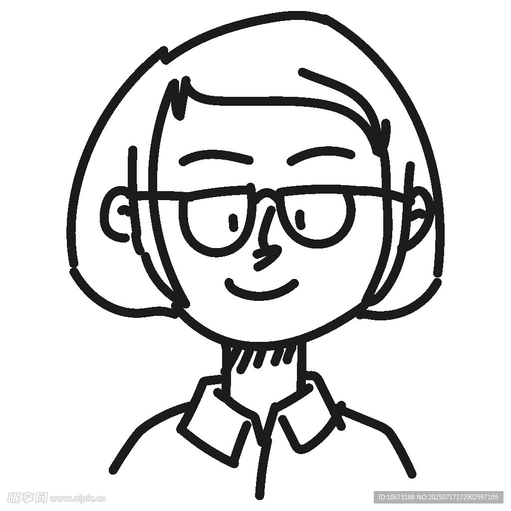戴眼镜的短发女孩头像