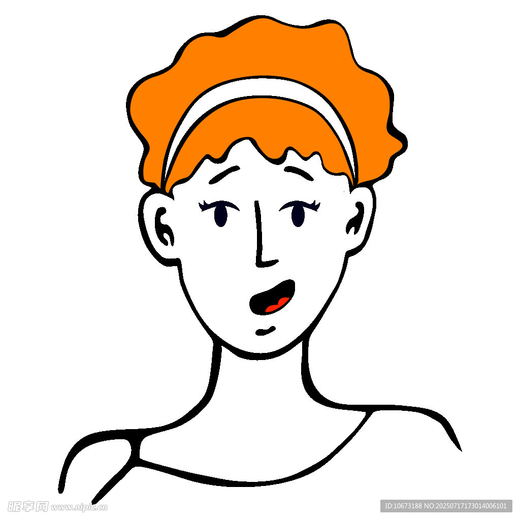 红发女孩惊讶表情插画