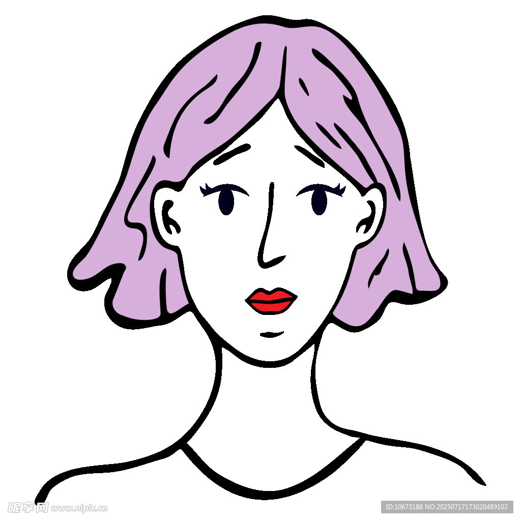 紫色短发女性头像