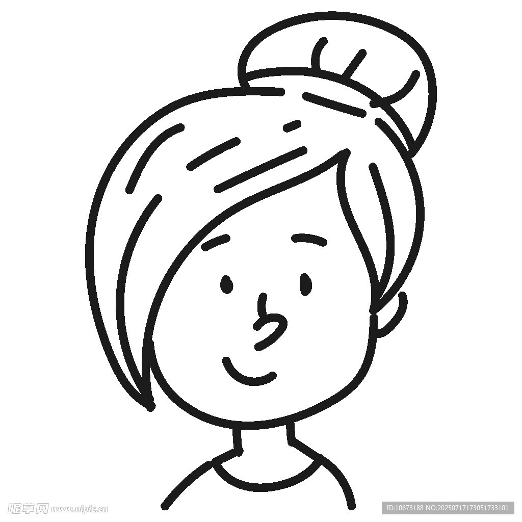 扎发髻的微笑女性