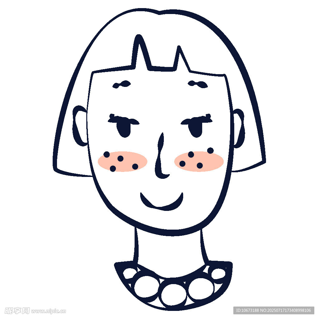 卡通短发微笑女孩头像