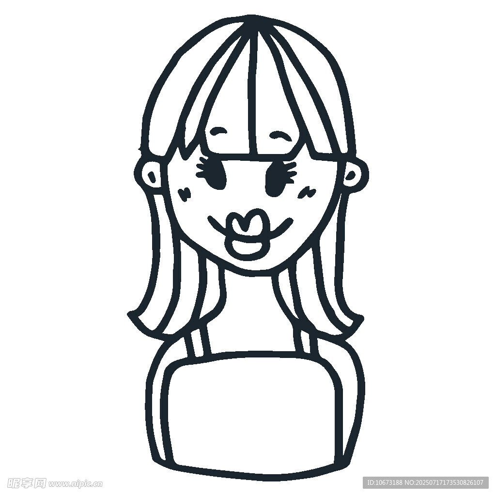 卡通长发女孩头像