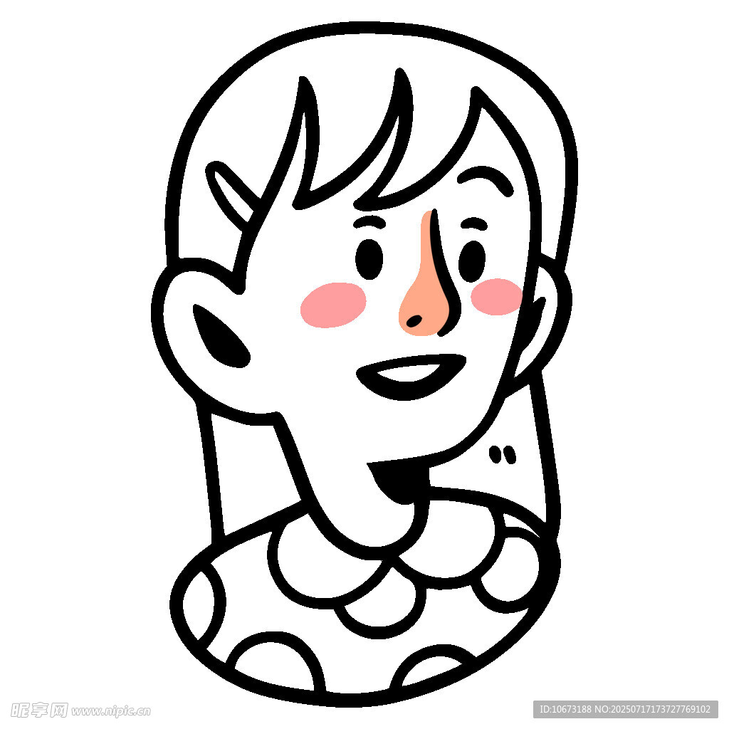 卡通风格微笑女孩头像