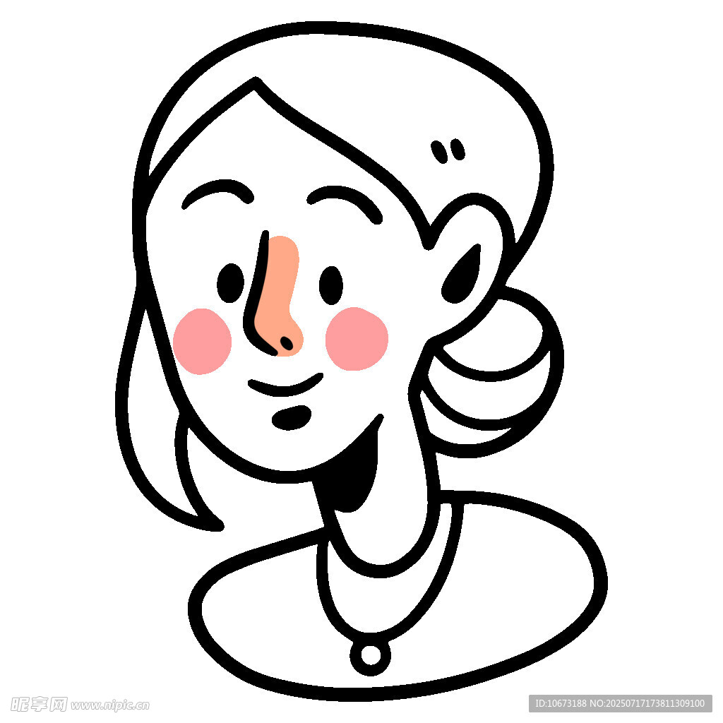 微笑女性头像插画
