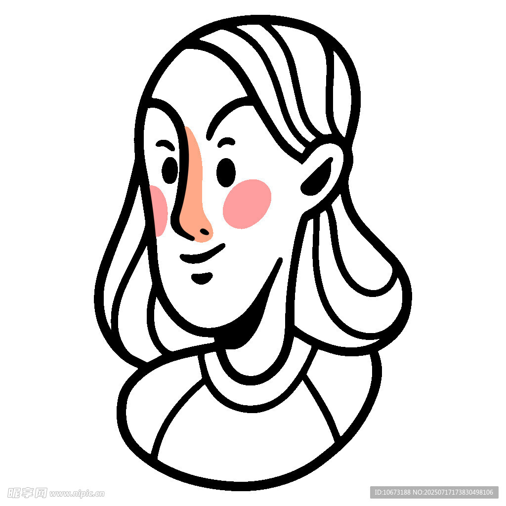 微笑女孩头像插画