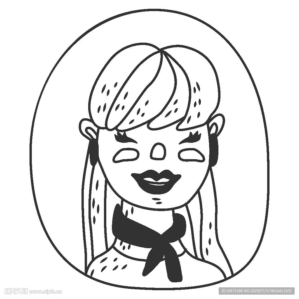 微笑女孩头像插画