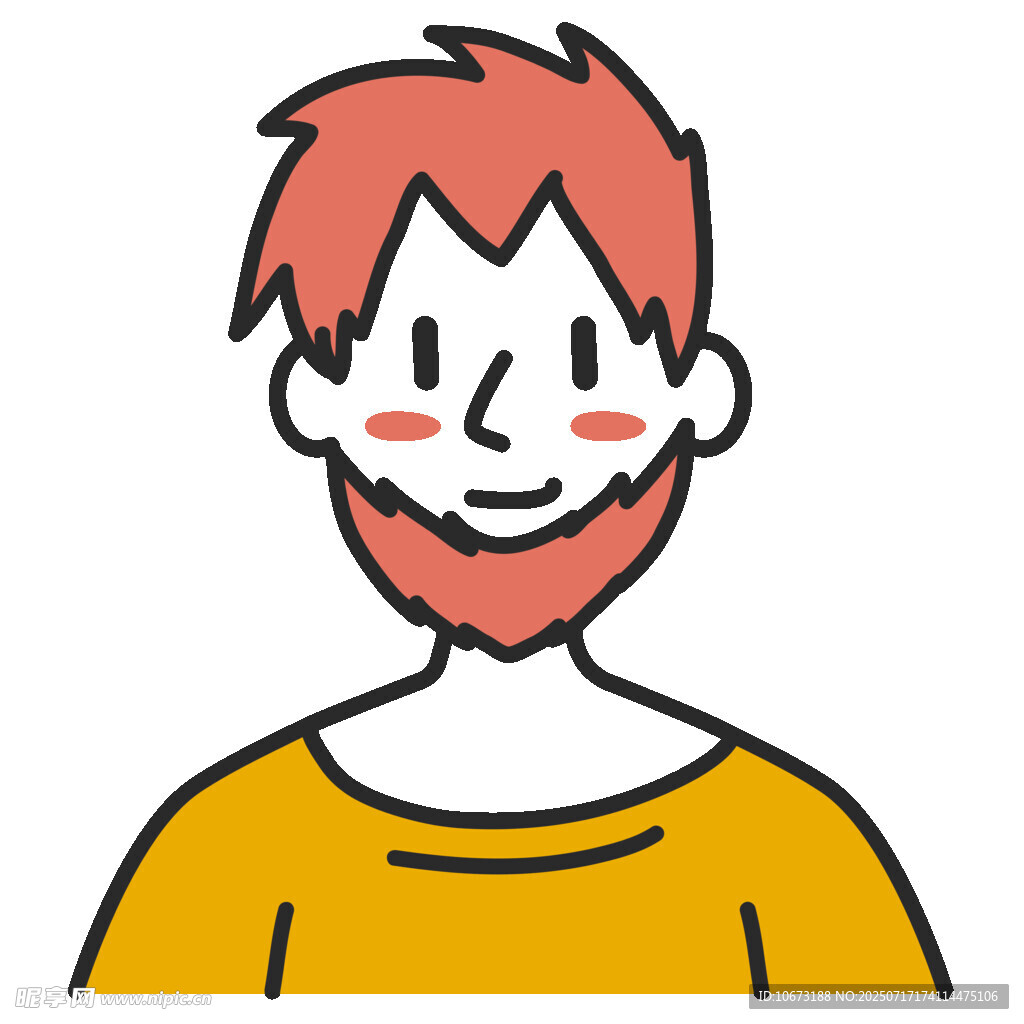 红发男子微笑卡通形象