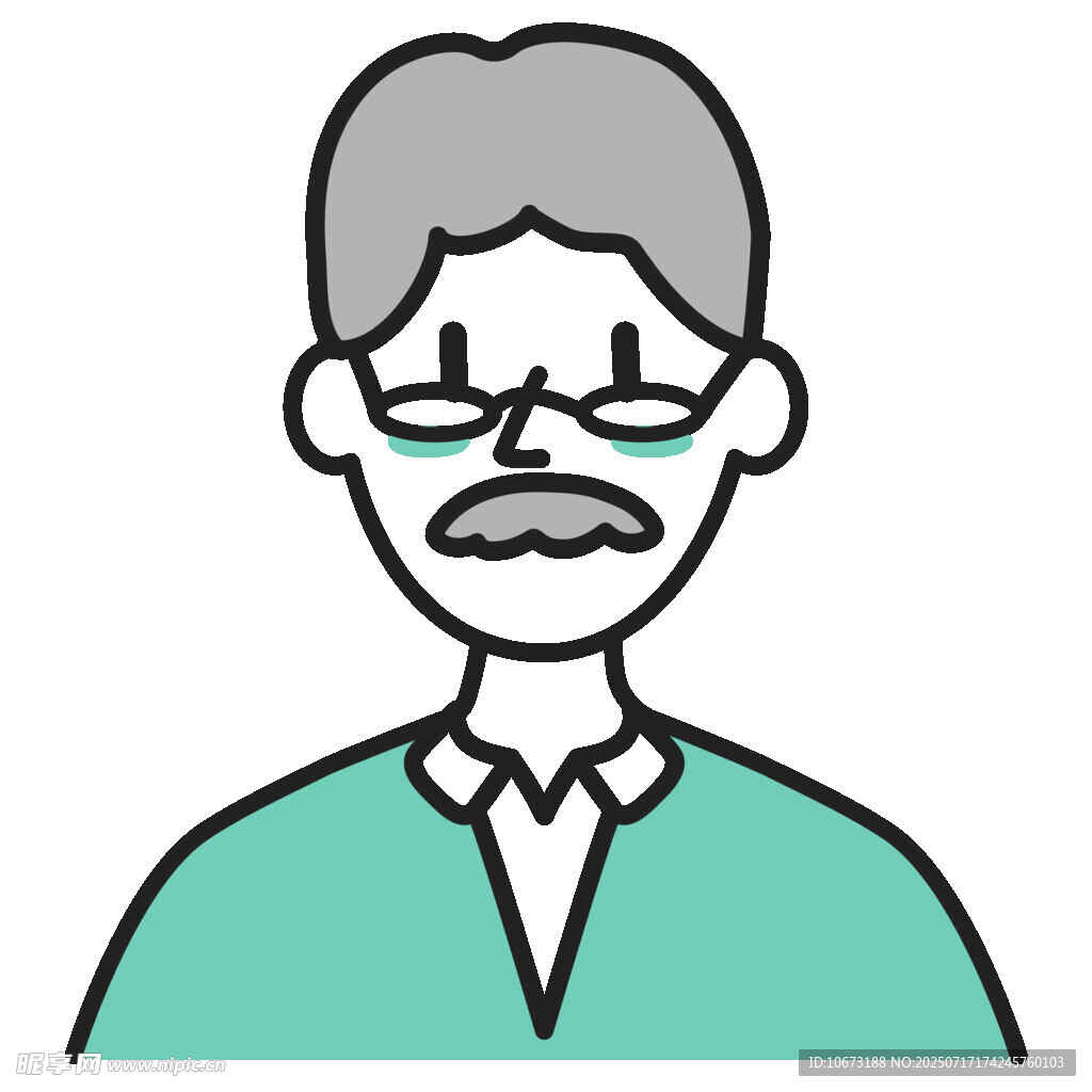 戴眼镜的老年男性形象