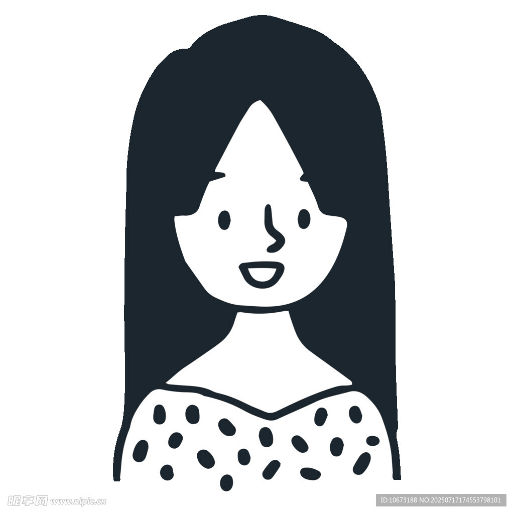 长发波点上衣卡通女孩